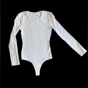 nuuds white long sleeve ribbed bodysuit